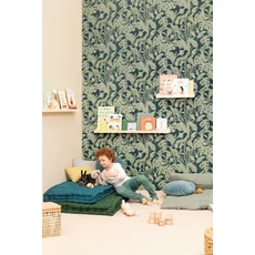 Kép 3/3 - Caselio Levél mintás keki zöld-kék vinyl tapéta Bogota Vert Kaki Bleu 53 cm X 10 m