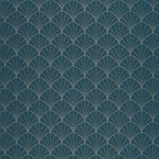 Kép 1/3 - Caselio Pálma mintás art deco kék vinyl tapéta Edgar Bleu Canard Or 53 cm X 10 m