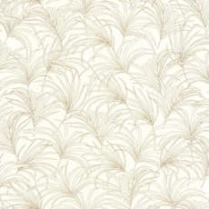 Kép 1/3 - Caselio Art deco levélmintás fehér-arany vinyl tapéta Richard Blanc Or 53 cm X 10 m