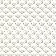 Kép 1/3 - Caselio Pálma mintás art deco fehér-fekete vinyl tapéta Edgar Blanc Noir 53 cm X 10 m