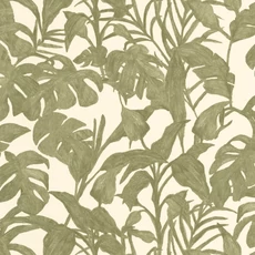Kép 1/3 - Caselio Levél mintás keki zöld vinyl tapéta Bogota Vert Kaki 53 cm X 10 m