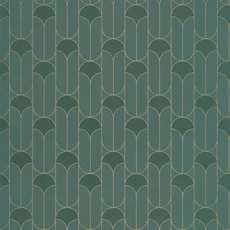 Kép 1/3 - Caselio Geometriai mintás art deco sötétzöld vlies tapéta Paris Vert Anglais 53 cm X 10 m