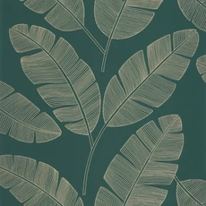 Kép 1/3 - Caselio Óriás banánfa leveles sötétzöld vinyl tapéta Moonlight Banana Tree Vert Sapin 53 cm X 10 m
