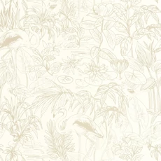 Kép 1/3 - Caselio Flamingó mintás elegáns bézs vinyl tapéta Le Cap Beige Irise 53 cm X 10 m