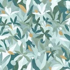 Kép 1/3 - Caselio Modern virág mintás zöld-arany vlies tapéta Fauve Vert Emeraude Dore 53 cm X 10 m 