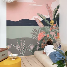 Kép 2/2 - Caselio Naplementés rózsaszín vlies poszter tapéta California Sunrise Multicouleurs 200 cm X 2,8 m