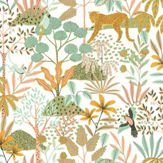 Kép 1/3 - Caselio Dzsungel mintás zöld vlies tapéta Jane Blanc Vert 53 cm X 10 m