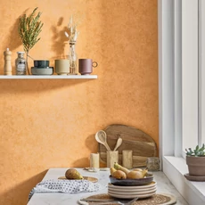 Kép 3/3 - Caselio Beton hatású narancssárga vinyl tapéta Beton Uni Savane 53 cm X 10 m