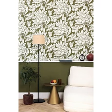 Kép 3/3 - Caselio Lenvászon hatású keki zöld vinyl tapéta Uni Mat Vert Kaki 53 cm X 10 m