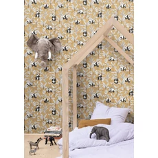 Kép 3/3 - Caselio Pandás sárga vlies tapéta Se Prelasser Curry 53 cm X 10 m