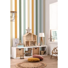 Kép 3/3 - Caselio Csíkos színes vlies tapéta Se Cacher Multicouleurs 53 cm X 10 m