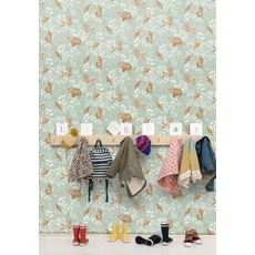 Kép 3/3 - Caselio Erdei állatos zöld vllies tapéta Se Faufiler Menthe 53 cm X 10 m