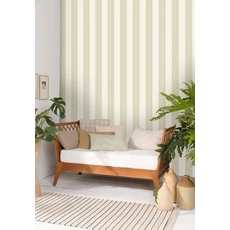 Kép 3/3 - Caselio Elegáns csíkos zöld vinyl tapéta arany széllel Moonlight Golden Lines Vert Amande Dore 53 cm X 10 m