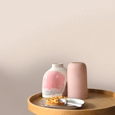 Kép 3/3 - Caselio Lenvászon hatású púderes bézs vinyl tapéta Uni Mat Beige Rose 53 cm X 10 m