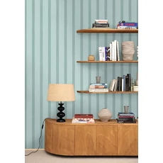 Kép 3/3 - Caselio Csíkos kék vinyl tapéta Cyrene Bleu Grise 53 cm X 10 m