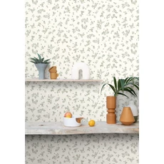 Kép 3/3 - Caselio Romanitkus apró virágos sötétzöld vinyl tapéta Callisto Vert Opaline Curry 53 cm X 10 m