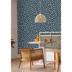 Kép 3/3 - Caselio Romantikus virág mintás kék vlies tapéta Anna Bleu Ciel 53 cm X 10 m