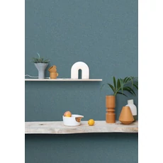 Kép 3/3 - Caselio Szövet hatású kék vinyl tapéta metál fénnyel Gaze Metal Bleu Canard Or 53 cm X 10 m