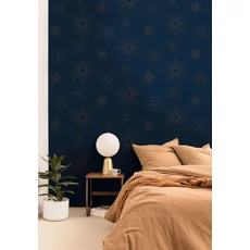 Kép 3/3 - Caselio Napmintás elegáns sötétkék vinyl tapéta William Bleu Nuit Cuivre 53 cm X 10 m