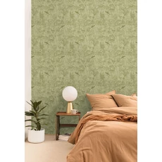 Kép 3/3 - Caselio Flamingó mintás elegáns keki zöld vinyl tapéta Le Cap Vert Kaki 53 cm X 10 m