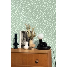 Kép 3/3 - Caselio Apró levélmintás modern zöld vlies tapéta Melbourne Vert De Gris 53 cm X 10 m