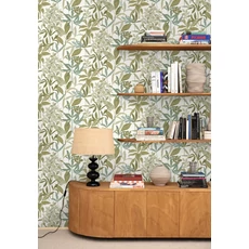 Kép 3/3 - Caselio Modern levélmintás zöld vlies tapéta Santiago Vert Mousse 53 cm X 10 m