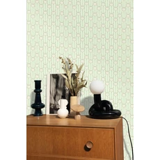 Kép 3/3 - Caselio Geometriai mintás art deco mandulazöld vlies tapéta Paris Vert Amande 53 cm X 10 m