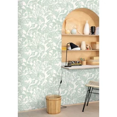 Kép 3/3 - Caselio Levél mintás kékes zöld vinyl tapéta Bogota Vert D'Eau 53 cm X 10 m