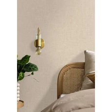 Kép 3/3 - Caselio Lenvászon hatású bézs vinyl tapéta Uni Mat Beige Fonce 53 cm X 10 m