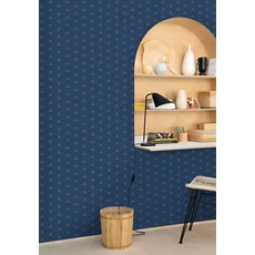 Kép 3/3 - Caselio Geometriai mintás sötétkék-arany vlies tapéta Sunrise Midnight Blue Dore 53 cm X 10 m