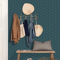 Kép 2/2 - Caselio Geometriai mintás zöldes kék-arany vlies tapéta Sunrise Teal Blue Dore 53 cm X 10 m