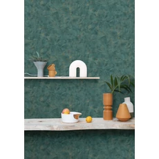 Kép 3/3 - Caselio Texturált zöld vinyl tapéta finom arany fénnyel Uni Metallise/Nacre Vert Bouteille Dore 53 cm X 10 m