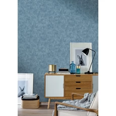 Kép 3/3 - Caselio Elegáns texturált szürkés kék vinyl tapéta Patine Uni Bleu Gris Fonce 53 cm X 10 m