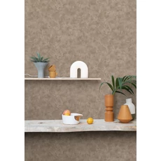 Kép 3/3 - Caselio Elegáns texturált barna vinyl tapéta Patine Uni Chataigne Moyen 53 cm X 10 m