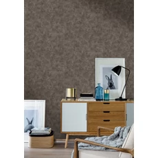 Kép 3/3 - Caselio Elegáns texturált barnás szürke vinyl tapéta Patine Uni Sepia Fonce 53 cm X 10 m