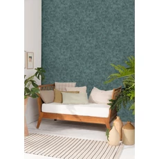 Kép 3/3 - Caselio Elegáns texturált zöld vinyl tapéta Patine Uni Vert Quartz 53 cm X 10 m