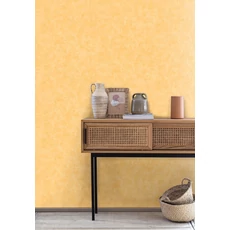 Kép 3/3 - Caselio Elegáns texturált sárga vinyl tapéta Patine Uni Jaune Moyen 53 cm X 10 m