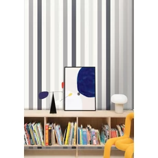Kép 3/3 - Caselio Csíkos szürke vinyl tapéta Stay Positive Noir Gris 53 cm X 10 m