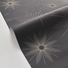 Kép 2/3 - Caselio Napmintás elegáns fekete vinyl tapéta William Noir Or 53 cm X 10 m