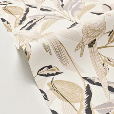 Kép 2/3 - Caselio Egzotikus papagáj mintás fekete-arany vinyl tapéta Gary Noir Or 53 cm X 10 m