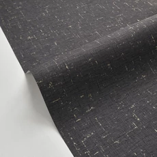 Kép 2/3 - Caselio Szövet hatású fekete vinyl tapéta metál fénnyel Gaze Metal Noir Dore 53 cm X 10 m