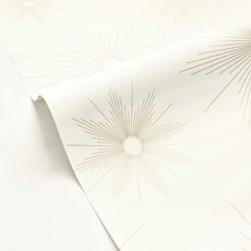 Kép 2/3 - Caselio Napmintás elegáns fehér-arany vinyl tapéta William Blanc Or 53 cm X 10 m