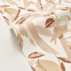 Kép 2/3 - Caselio Egzotikus papagáj mintás rózsaszín vinyl tapéta Gary Rose Or 53 cm X 10 m