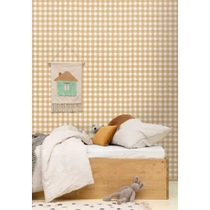 Kép 3/3 - Caselio Kockás barna vlies tapéta Victoria Brun 53 cm X 10 m