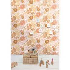 Kép 3/3 - Caselio Százszorszépes rószaszín vlies tapéta Marguerite Blanc Roses 53 cm X 10 m