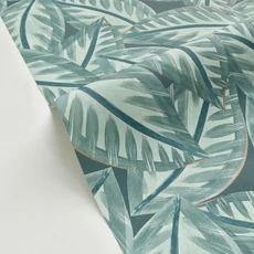 Kép 2/3 - Caselio Levélmintás modern sötétzöld vinyl tapéta Caracas Vert Sapin 53 cm X 10 m