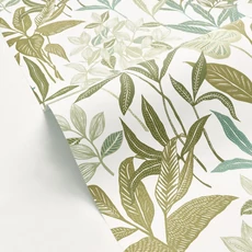 Kép 2/3 - Caselio Modern levélmintás zöld vlies tapéta Santiago Vert Mousse 53 cm X 10 m