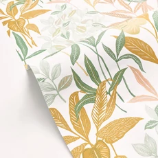 Kép 2/3 - Caselio Modern levélmintás sárga- zöld vlies tapéta Santiago Vert Orange 53 cm X 10 m