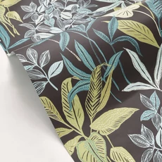 Kép 2/3 - Caselio Modern levélmintás keki zöld vlies tapéta Santiago Vert Kaki Emeraude 53 cm X 10 m