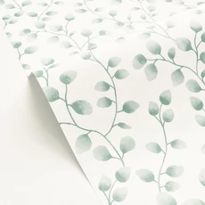 Kép 2/3 - Caselio Apró levélmintás modern fehér-zöld vlies tapéta Melbourne Vert Mousse 53 cm X 10 m